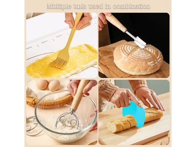 Conjunto de Cestas de Fermentação de Pão Baneton Oval de Rattan Redondo