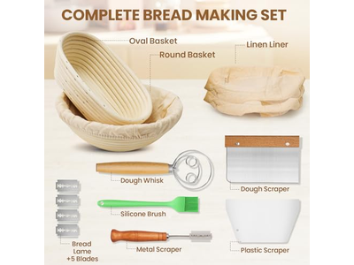 Conjunto de 2 Cestas de Fermentação de Pão Banneton