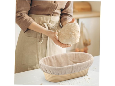 Cesta com Forro de Pano Pão Baton Rattan Oval 9 Cestas de Fermentação Redondas 9 Polegadas