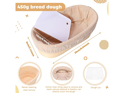 Cesta de Fermentação Benetton 23Cm Oval Redonda Forma de Massa Forro de Pão
