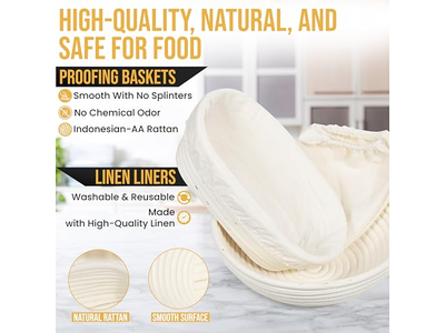 Cesta de Fermentação Benneton Redonda Pano de Pão para Rattan Caseiro com Conjunto de Tampa