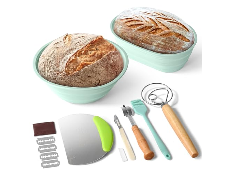 Cestas de Pão para Servir com Pano Banneton Cesta de Fermentação Raspador Lame