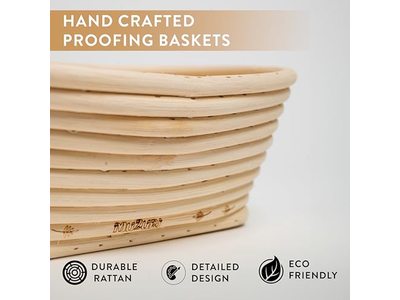 Cestas de Pão para Servir com Pano Oval Rattan Cesta de Fermentação