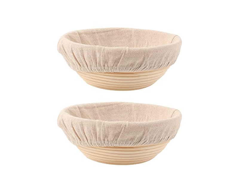 Conjunto de 2 Cestas de Fermentação de Pão 8,5 polegadas Tigelas Redondas para Massa