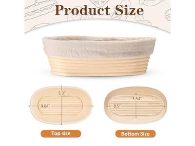 Cesta de Fermentação Brotform 1Kg 9 Polegadas Oval Banneton Feita à Mão Tamanho Grande Personalizado