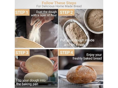 Cesta de Grau Alimentício Forro de Tigela Fermentação de Pão Conjunto de Moldagem Sourdough